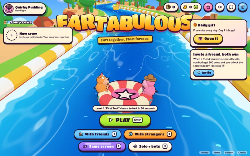 Your crew, your progress: real Fartabulous screen
